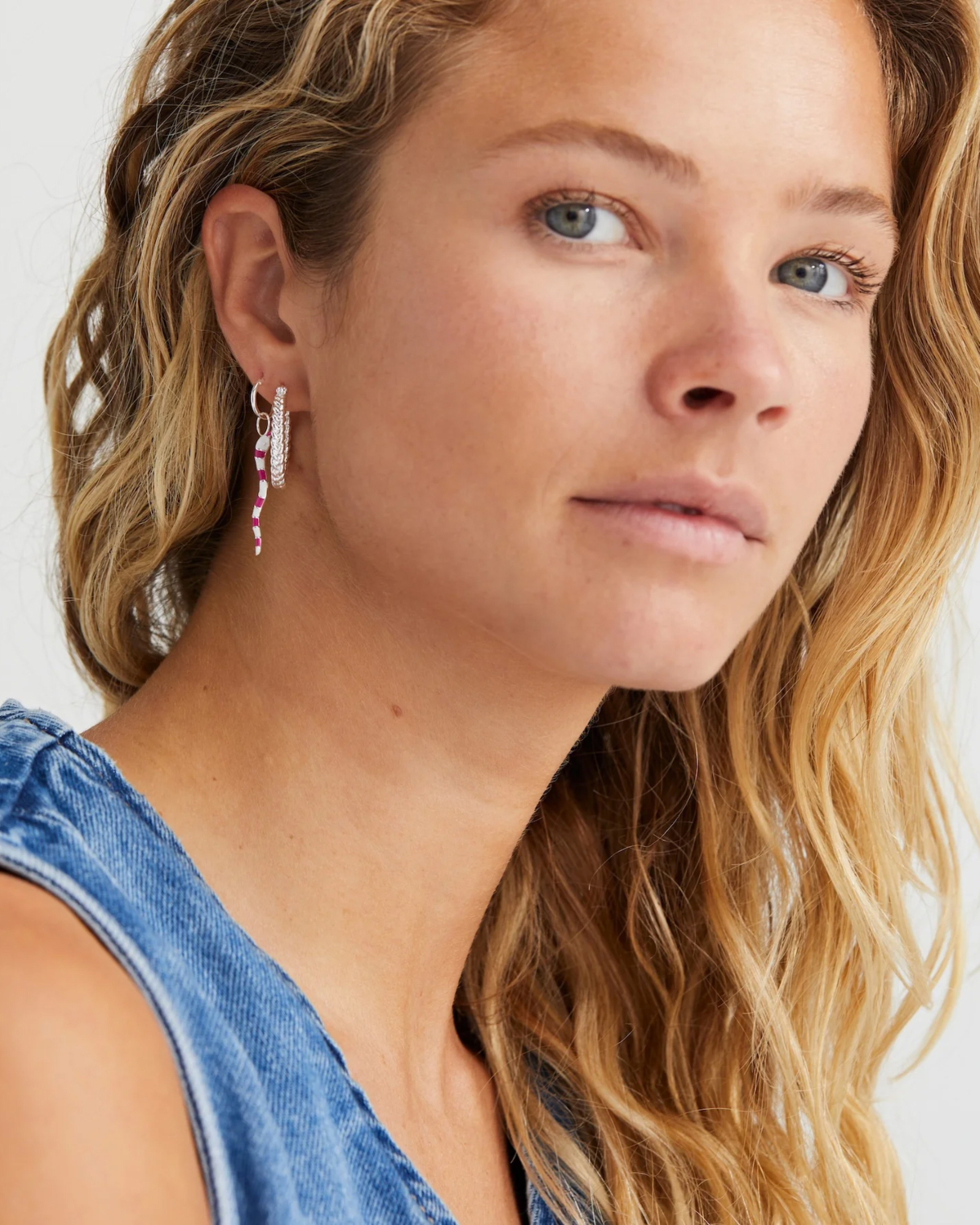 Anna + Nina French Braid Hoop Earrings Silver Plated