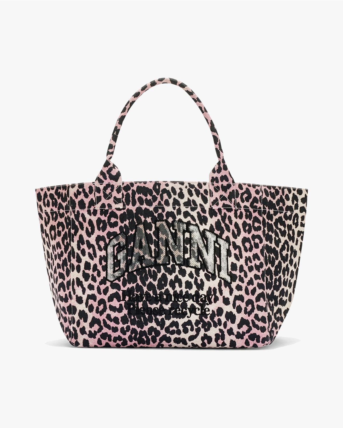 Ganni Medium Tote Leopard Bleached Mauve