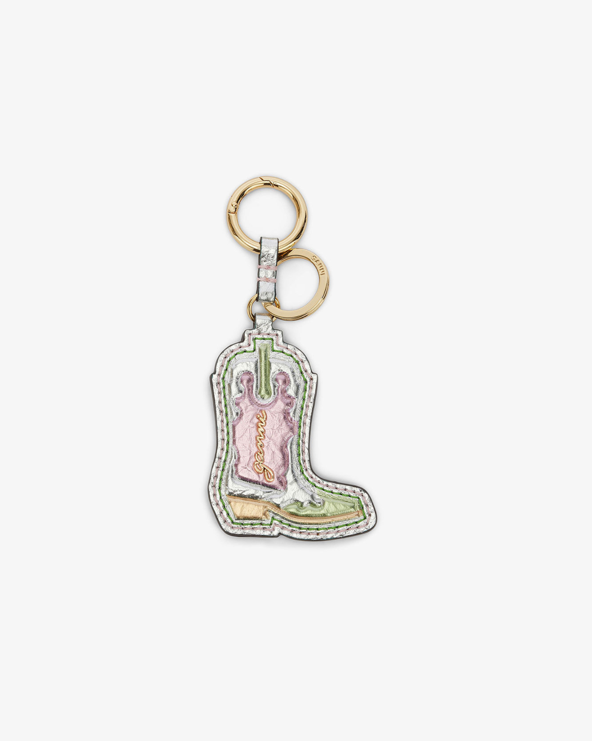 Ganni Western Boot Sleutelhanger In Metallic Multicolor