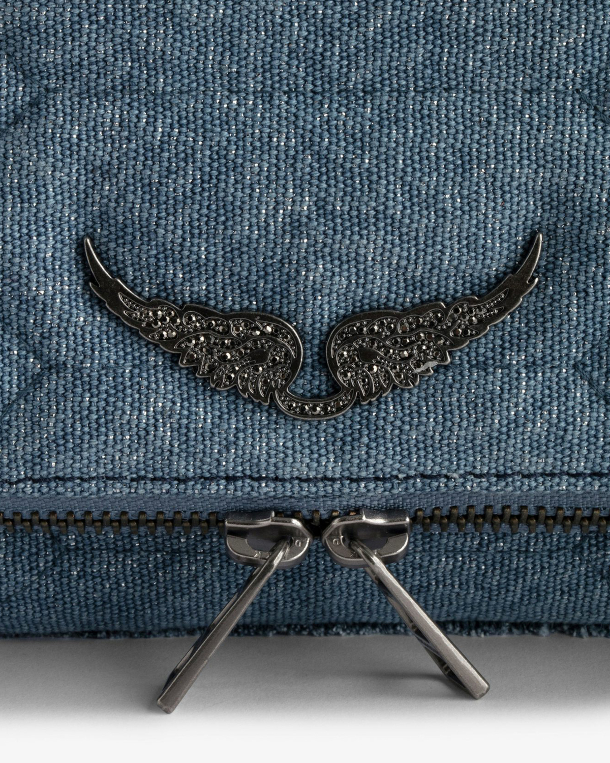 Zadig & Voltaire Rock Clutch Denim Glitter Storm