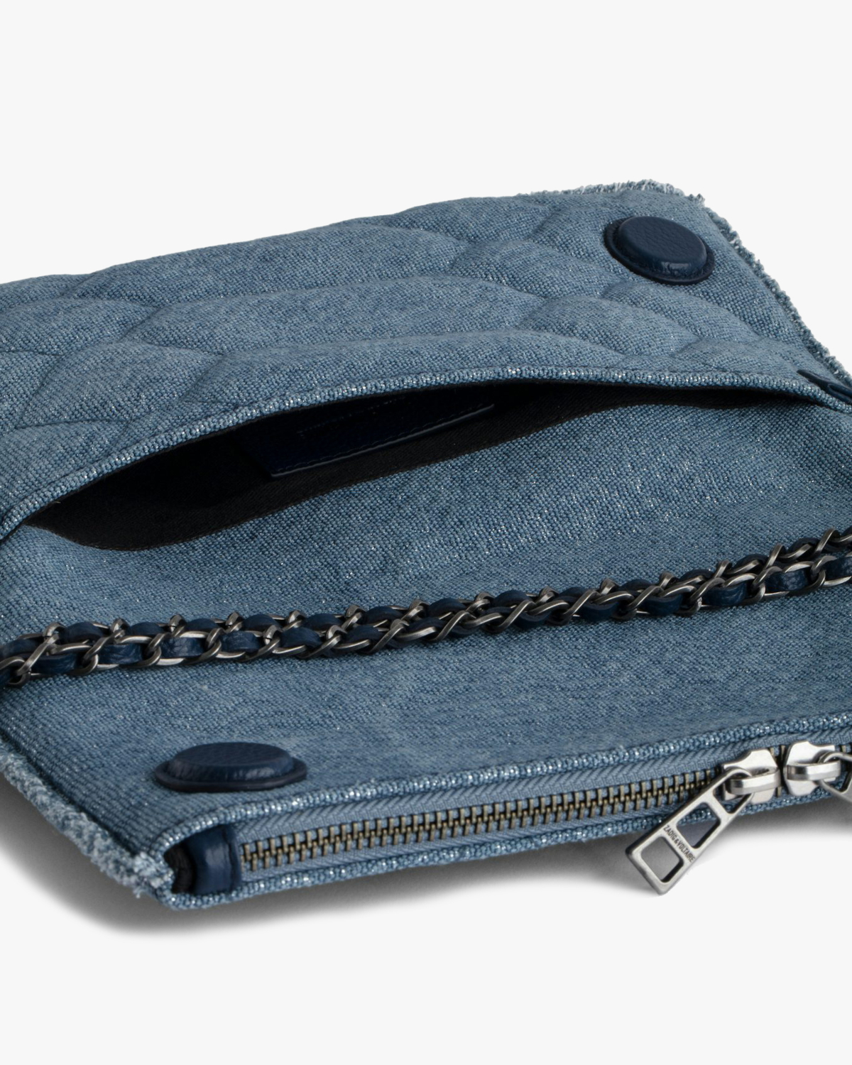 Zadig & Voltaire Rock Clutch Denim Glitter Storm