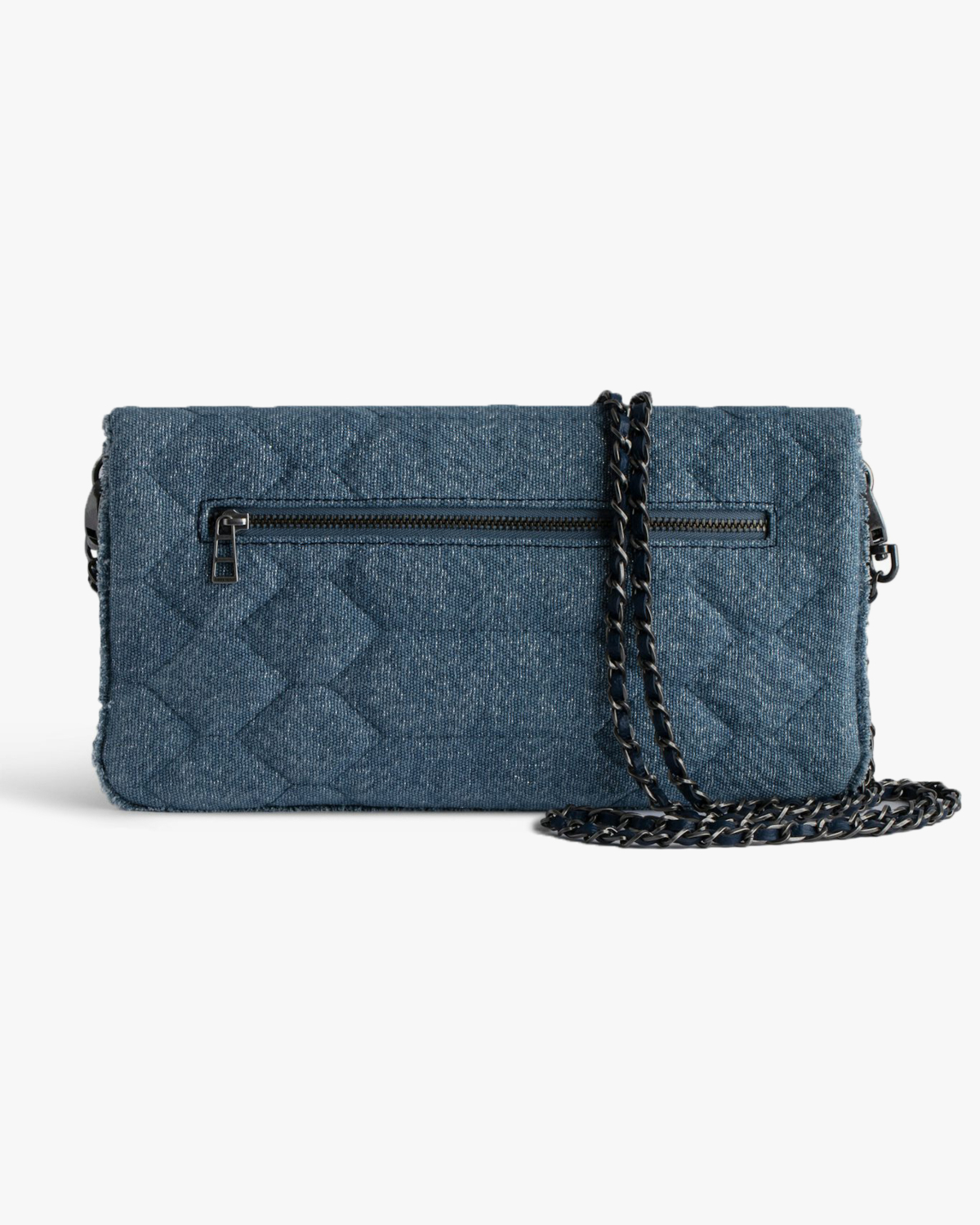 Zadig & Voltaire Rock Clutch Denim Glitter Storm