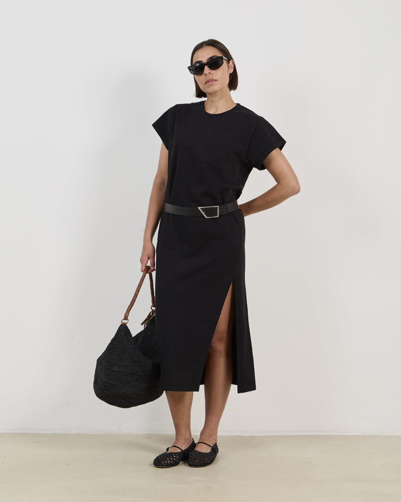 Litonya T-shirt Jurk met Split Zwart