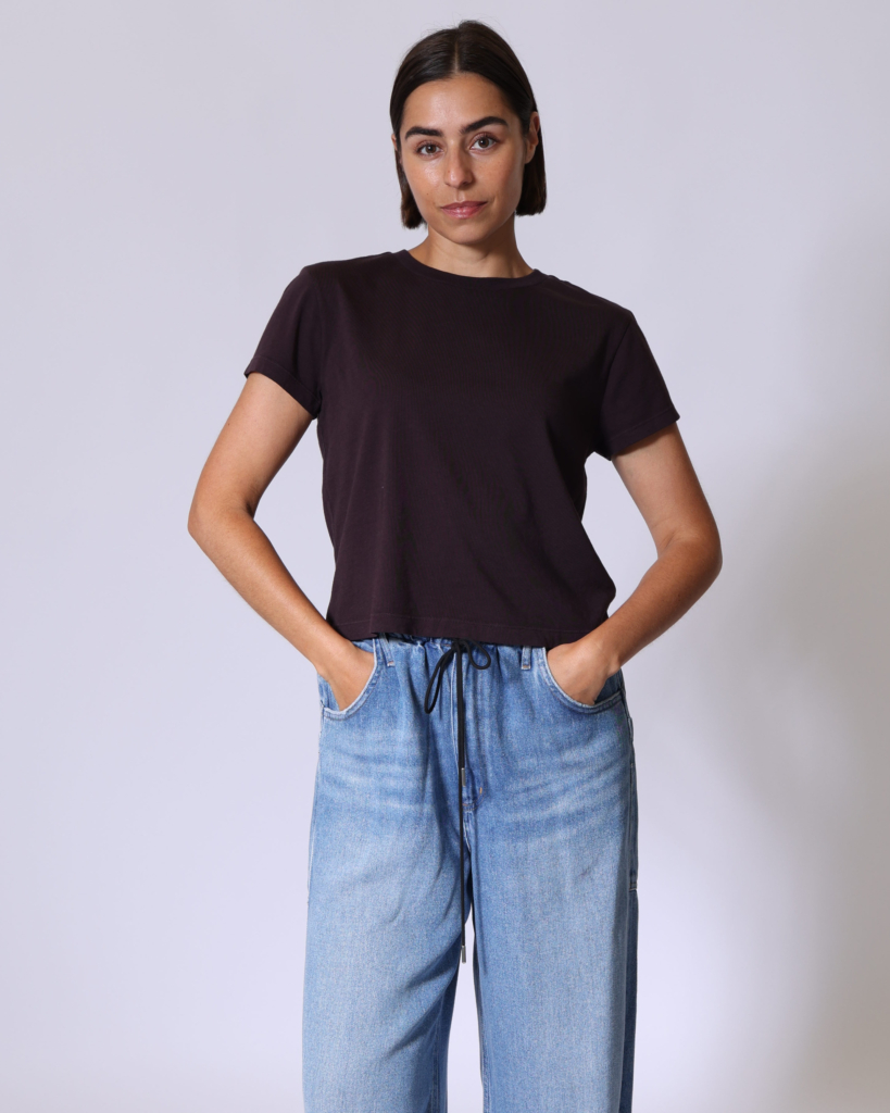 Adine Shrunken Katoenen T-shirt Eggplant