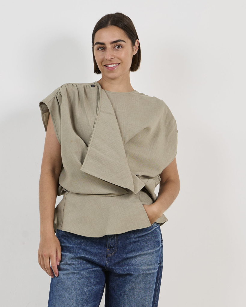 Scilla Draped Top Olijfgroen