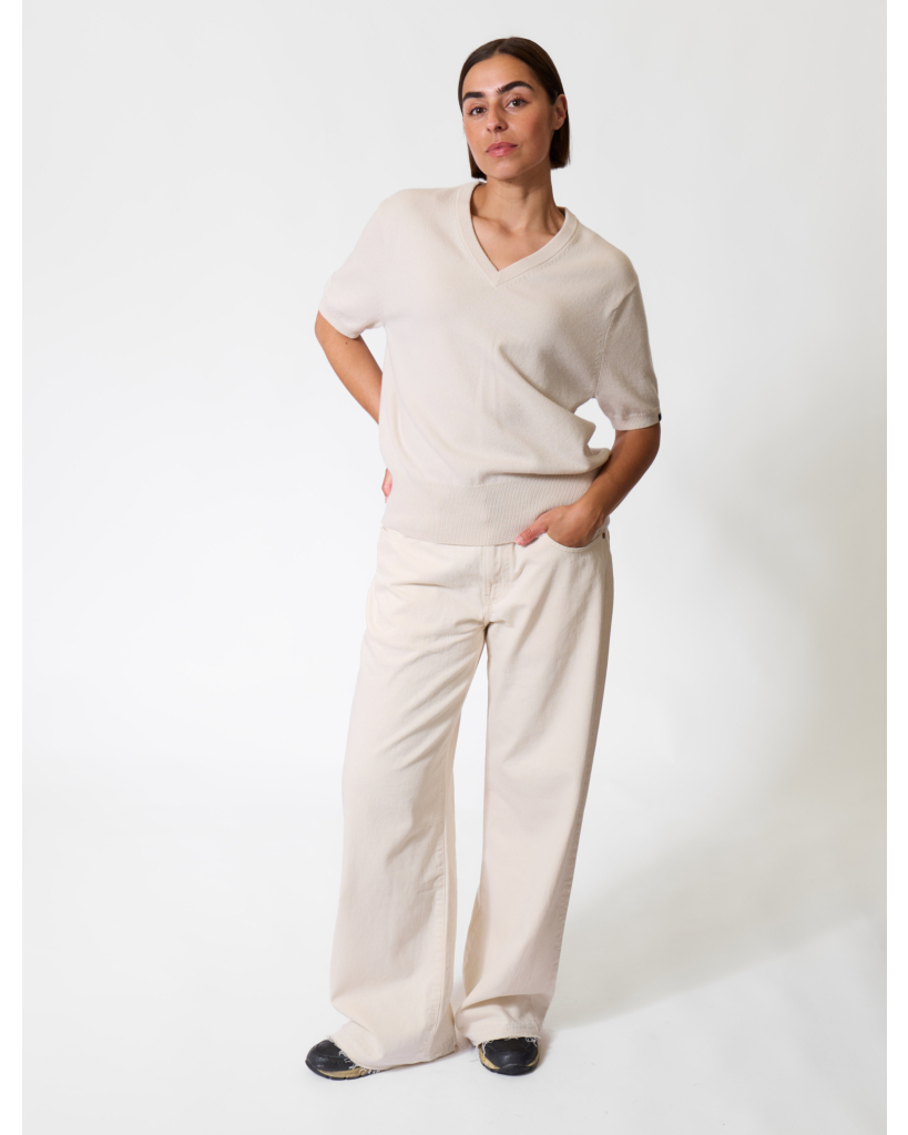 Martina Kasjmiermix V-hals T-shirt Bone
