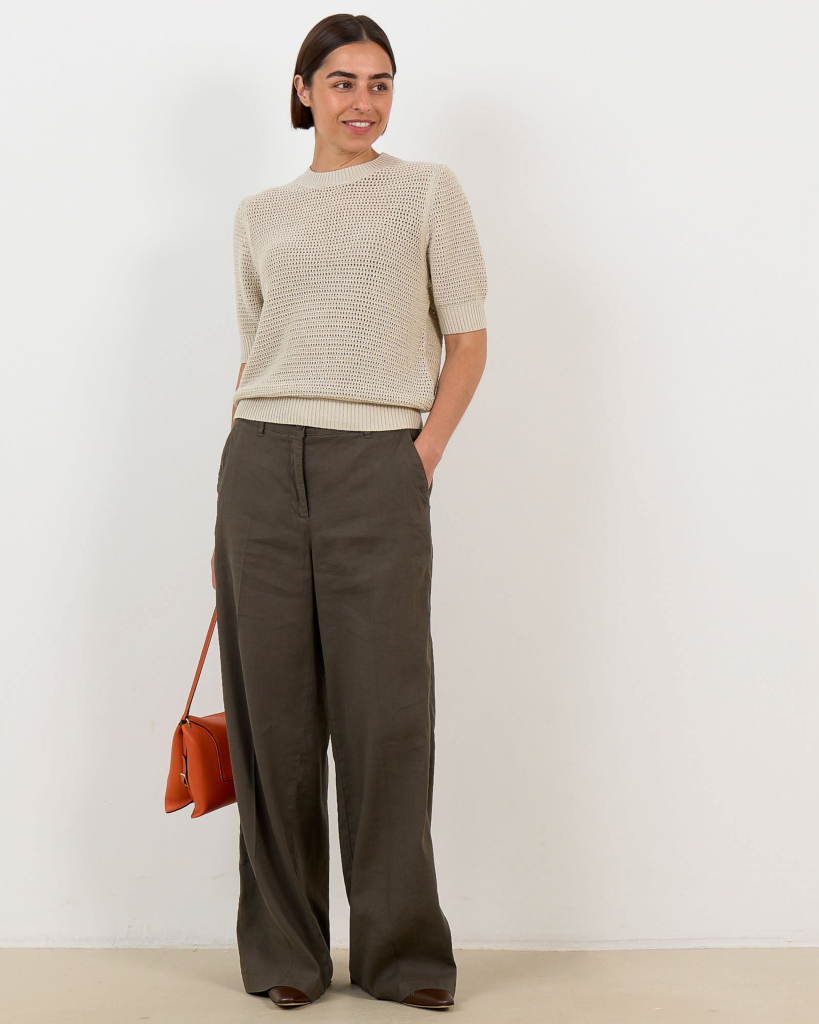 Sanidy Korte Mouw Trui Beige