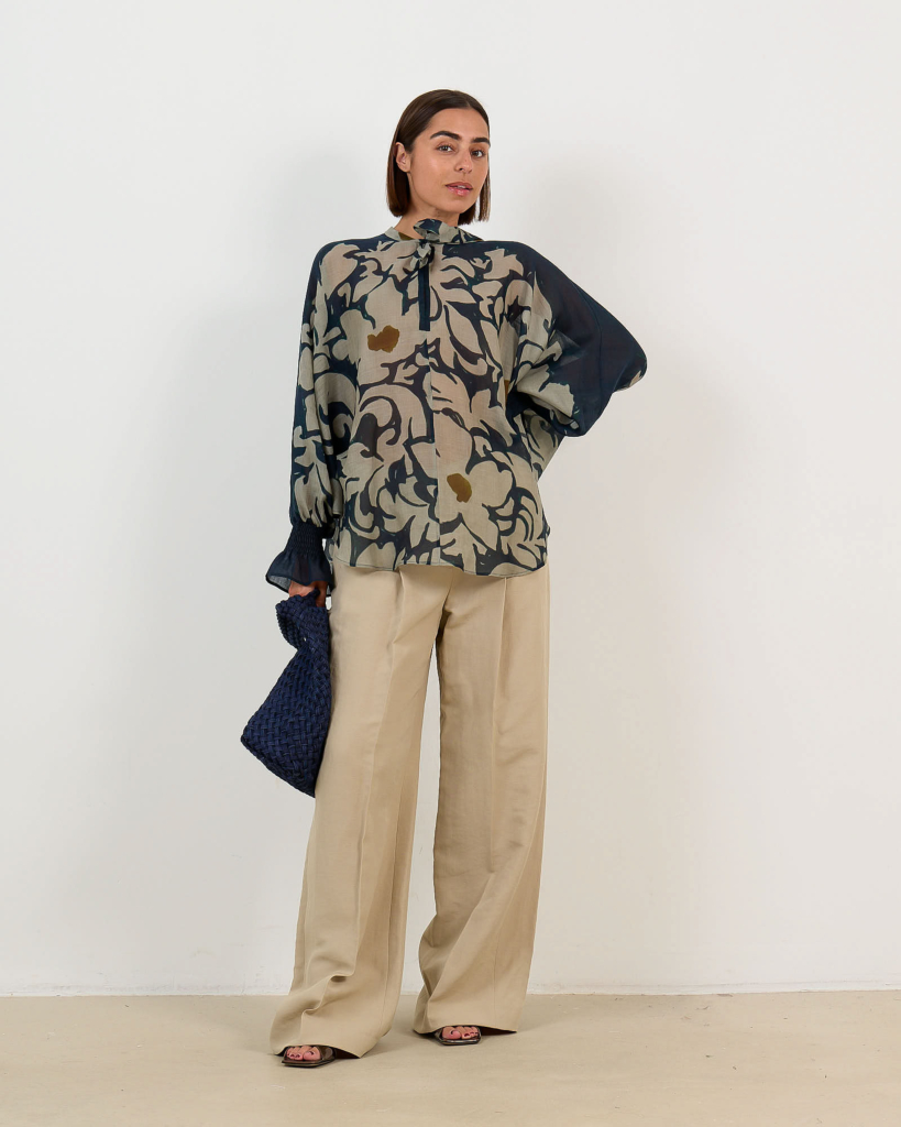 Linnenmix Pantalon met Steekzakken Zand