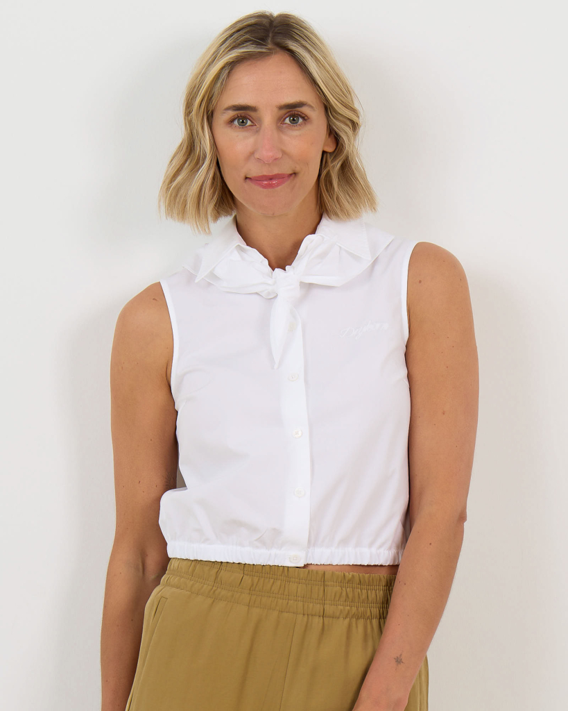 Tirtiel Mouwloze Blouse Met Afneembaar Sjaaltje Wit 