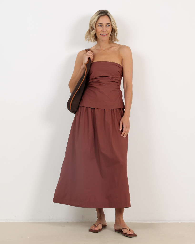 Ciara Bandeau Jurk Adobe Brown