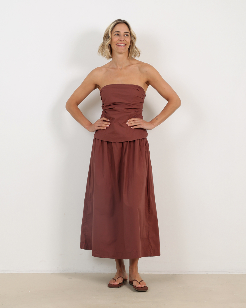 Ciara Bandeau Jurk Adobe Brown