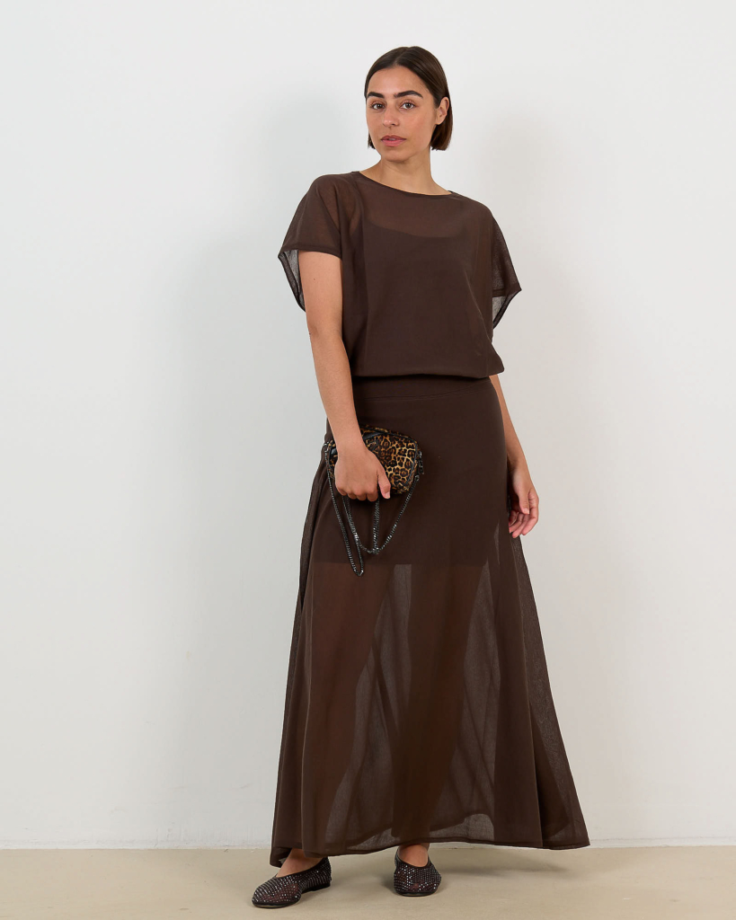 Gerlotta Sheer Knit T-shirt Brown
