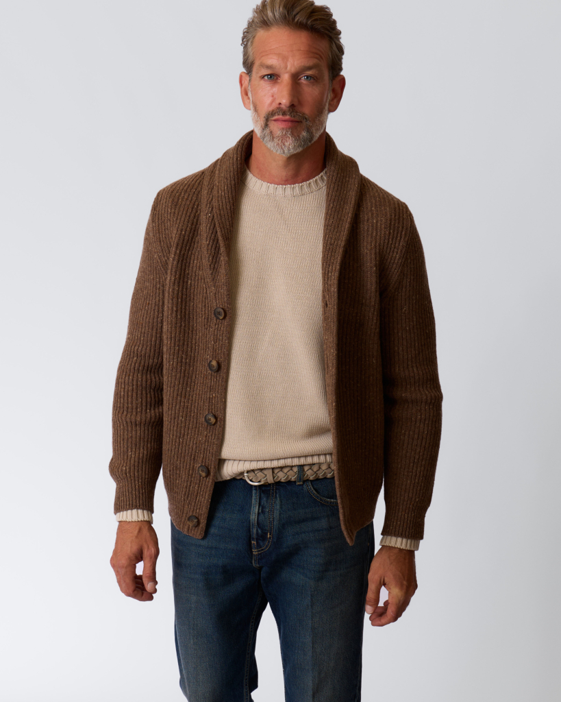 Kasjmiermix Vest met Knopen Bruin