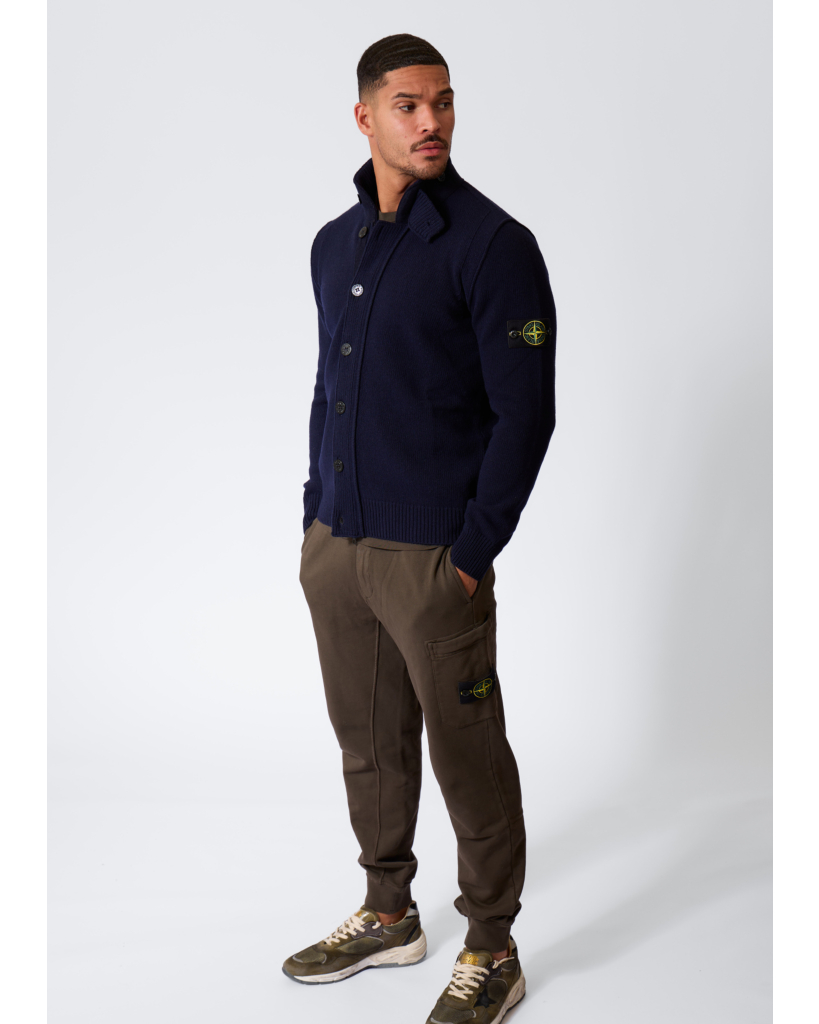 Button-up Wollen Vest Navy Blue