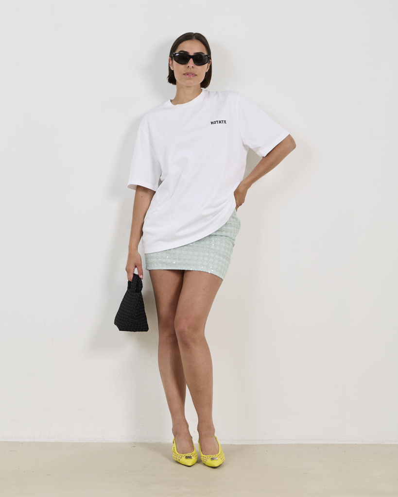 Jersey Oversized T-shirt met Print Wit