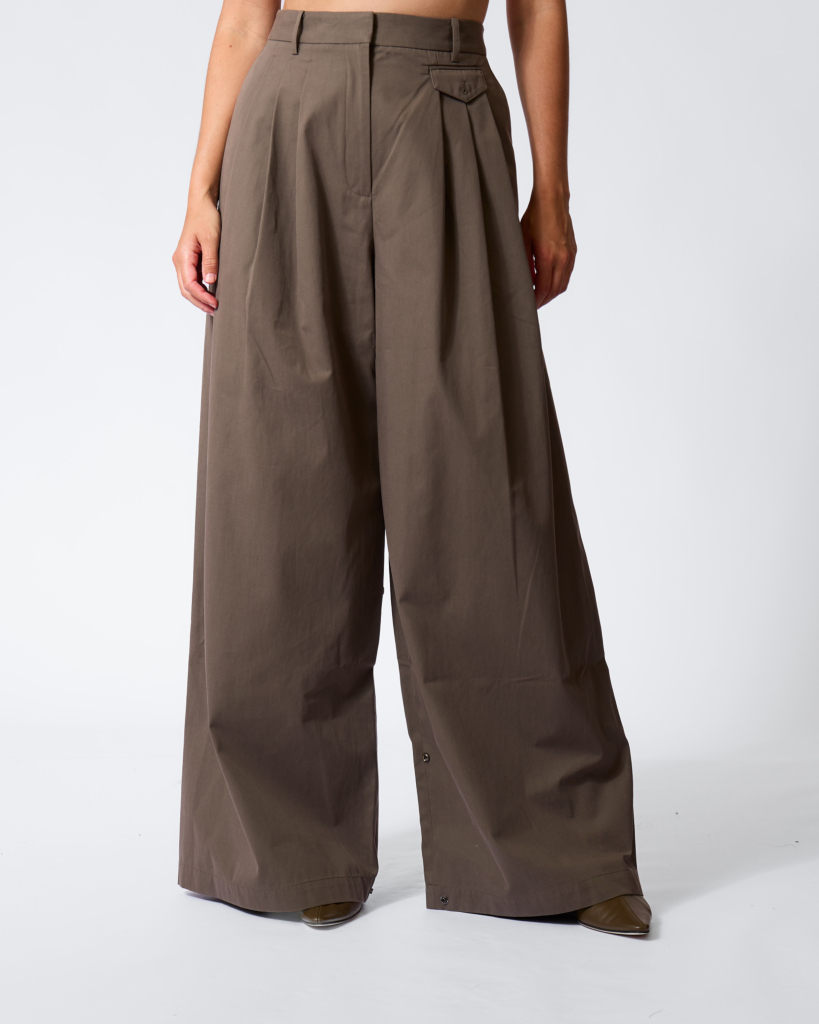 Bio Twill Triple Pleat Pant Dark Stone