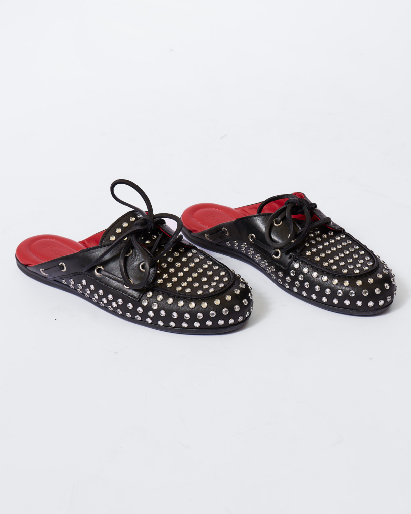 Posa Icon: Boat loafer Mule Diamond Black