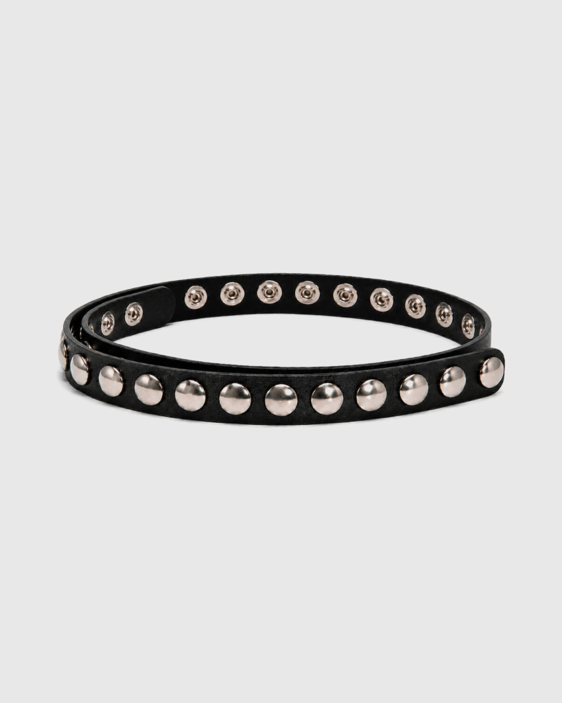 Click Leren Riem met Studs Zwart/Zilver