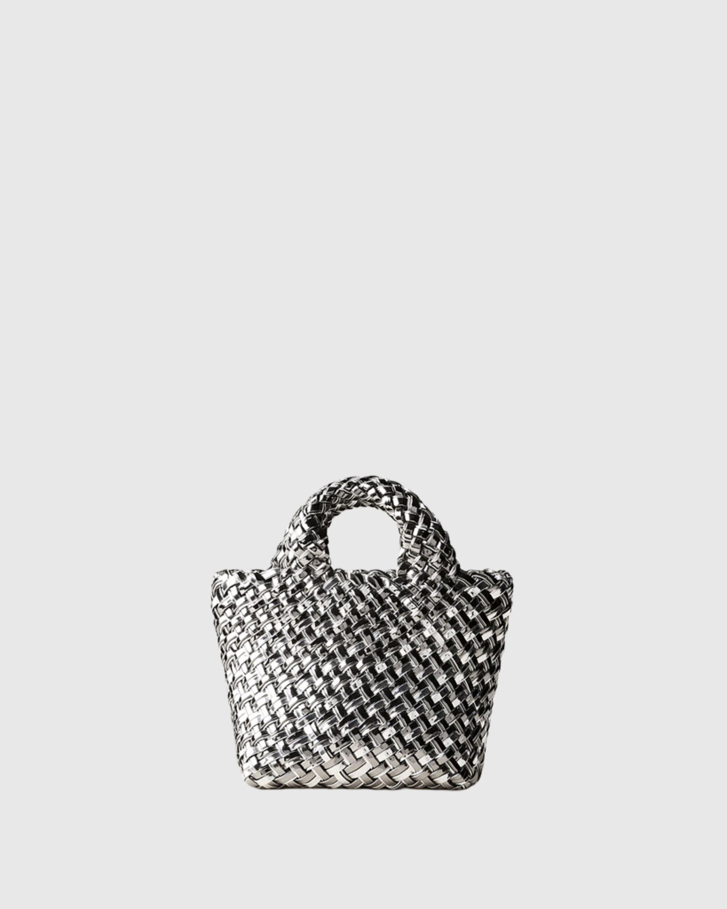 St. Barths Petit Tote Double Weave Metallic Pewter
