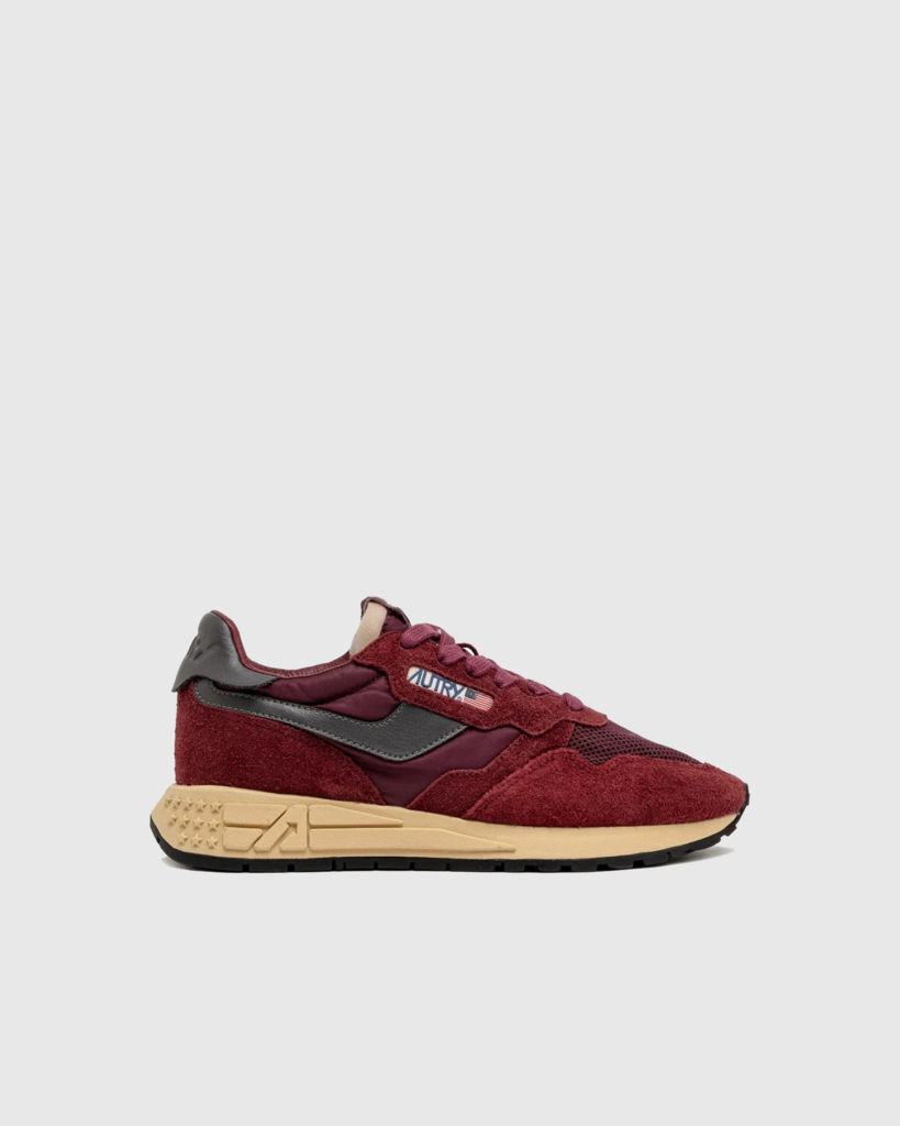 Reelwind Nylon en Suede Lage Sneakers in Bordo/zwart
