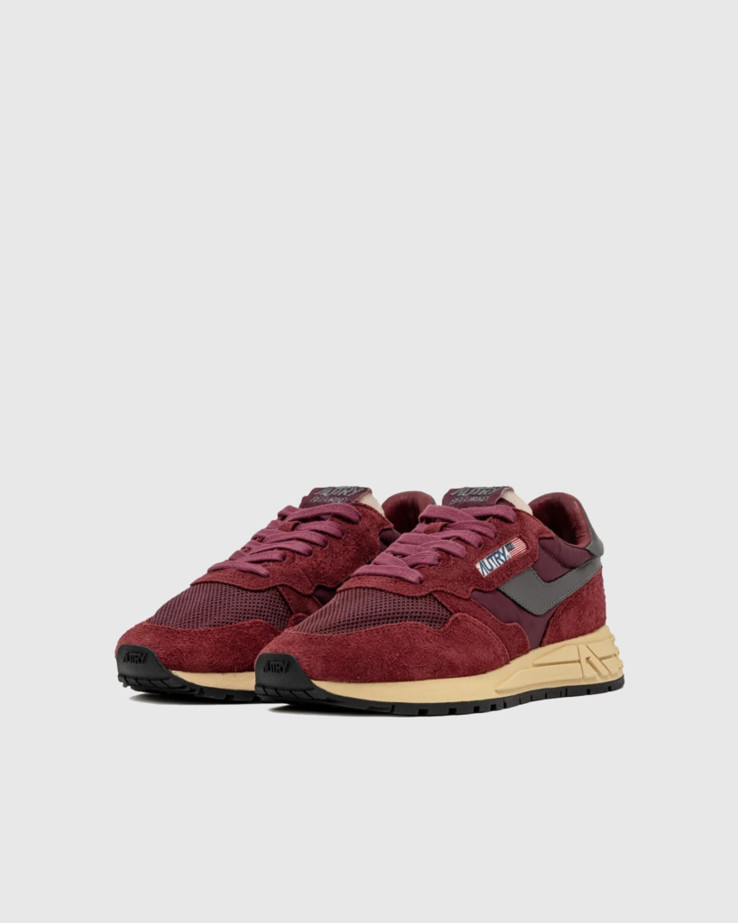 Reelwind Nylon en Suede Lage Sneakers in Bordo/zwart