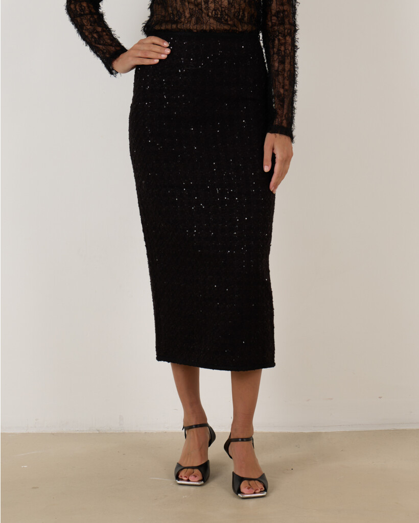 Boucle maxi skirt black 
