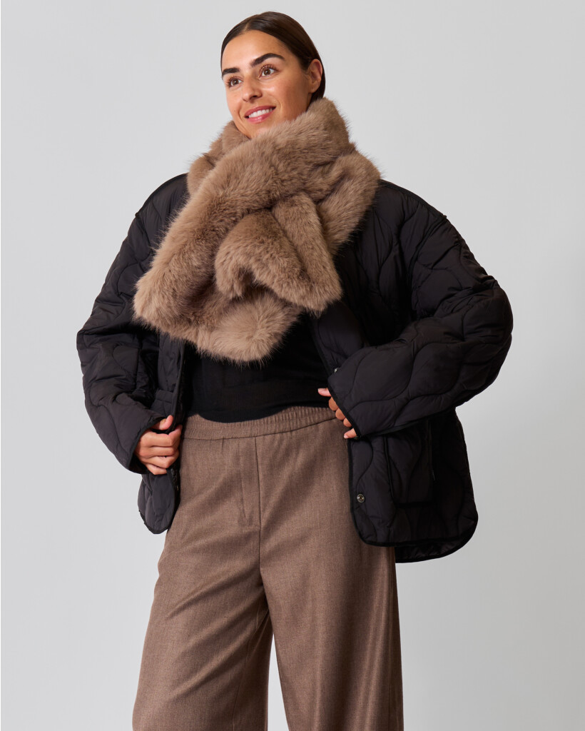 Logan Faux Fur Sjaal Taupe