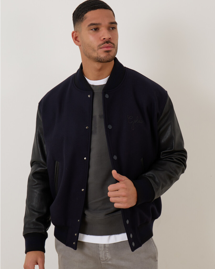 Wool Leather Bomber Jacket 