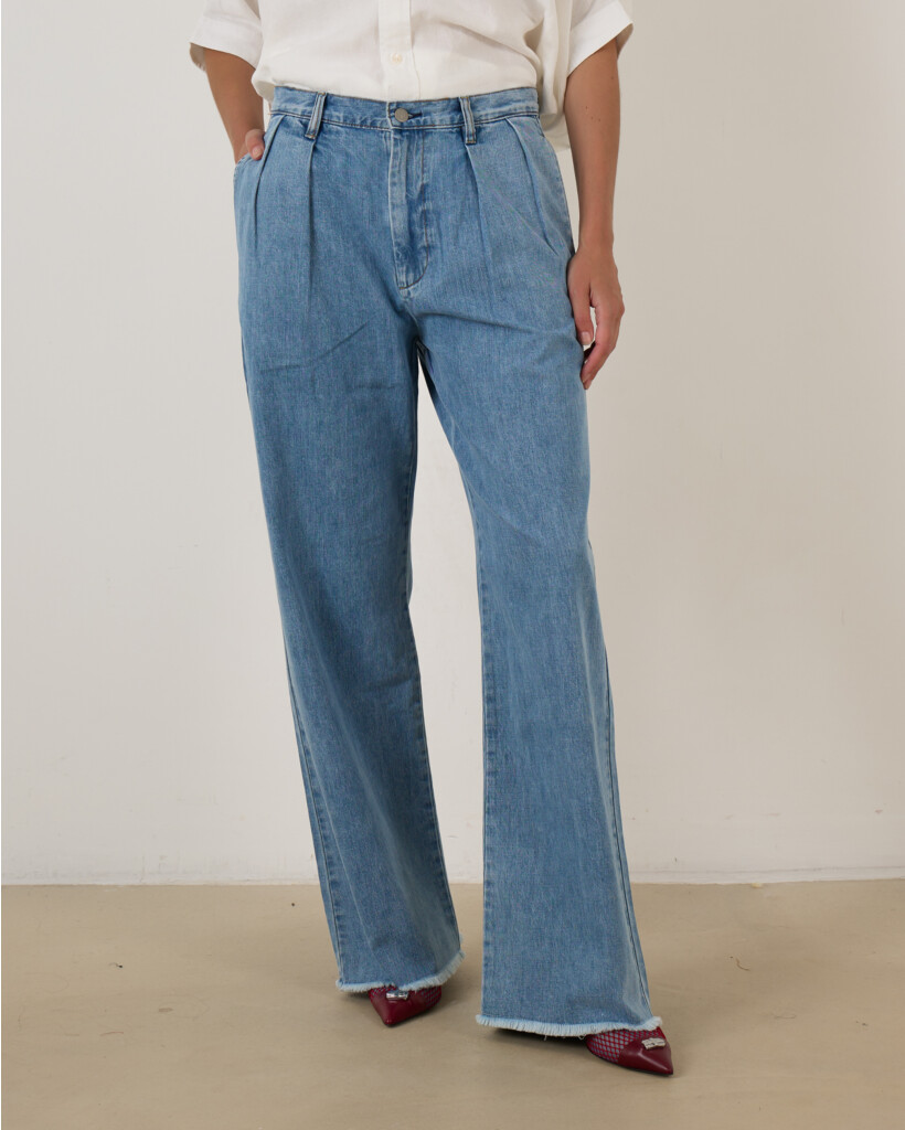 Blair Double Pleated Pant Stone Wash Blue