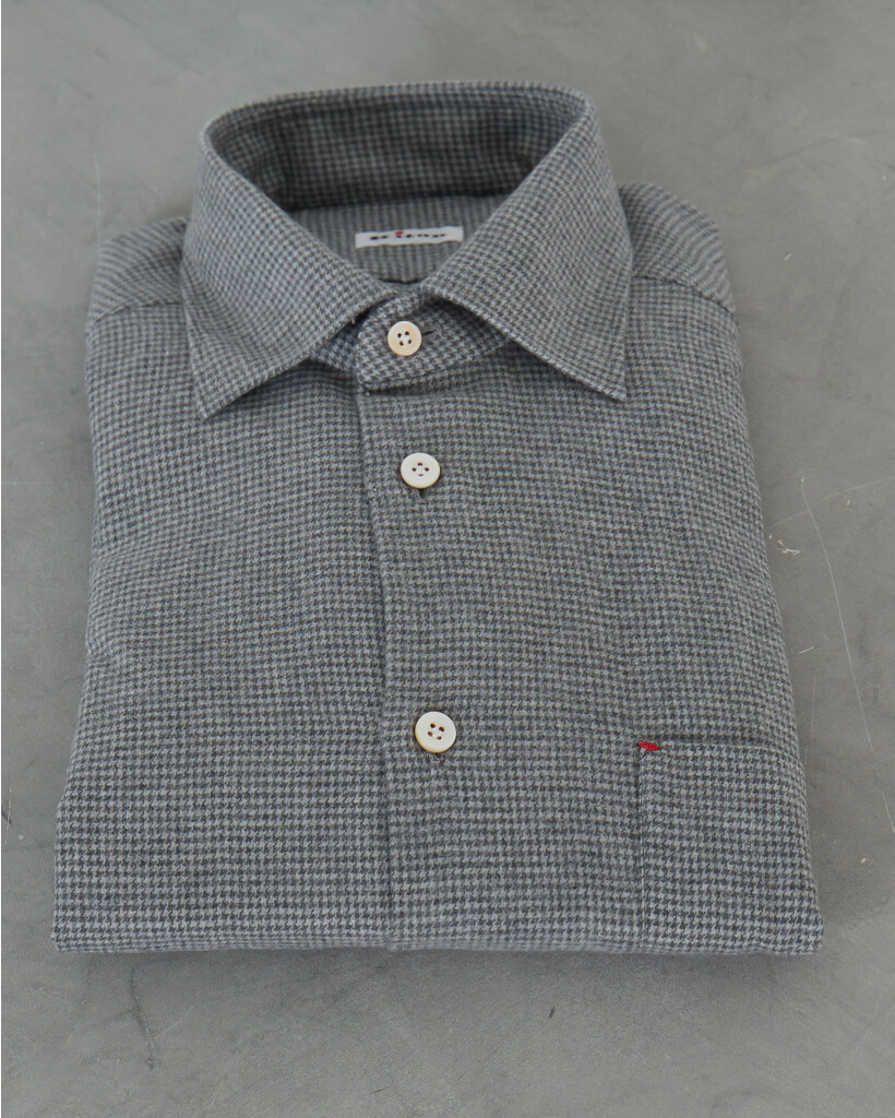 Zacht Overshirt Geruit Grijs
