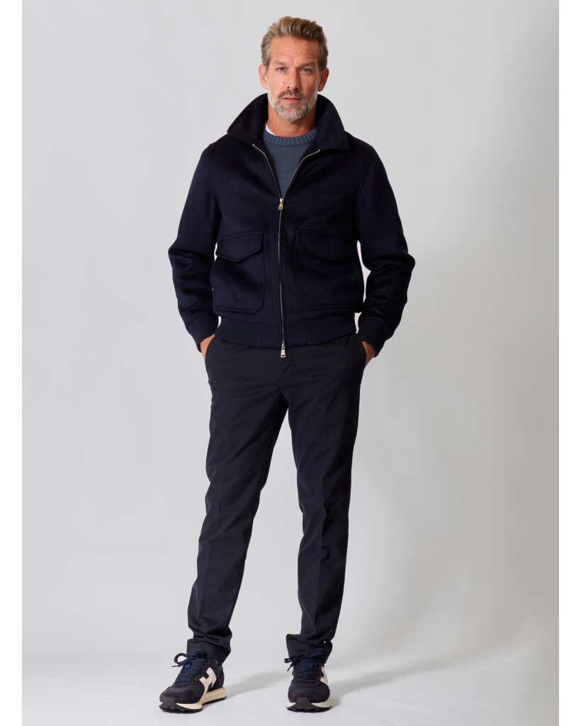 Wolblend Jack met Teddy Kraag Night Blue