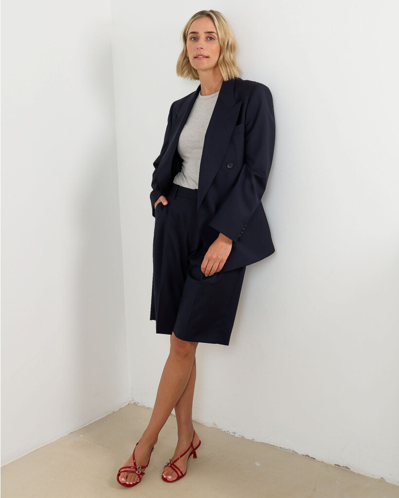 Pleated Short Dark Navy