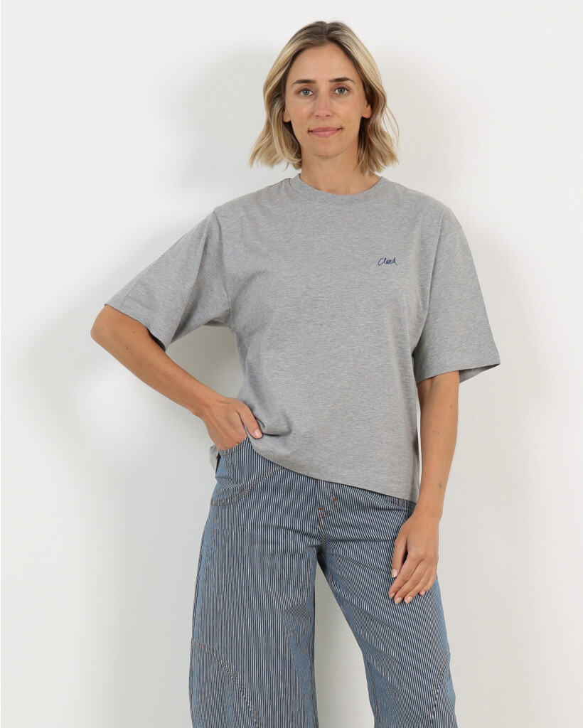 Gemêleerd T-shirt met print Grijs/Blauw