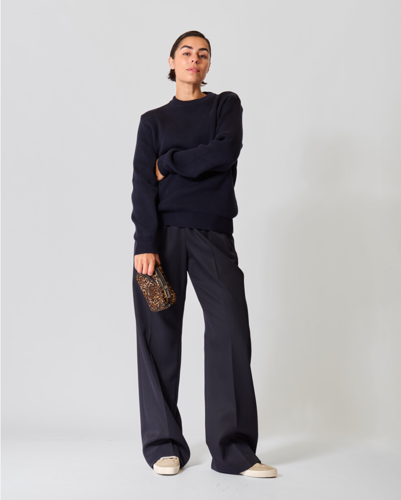 Brittany Pull-on Pantalon met Plooi Donkerblauw