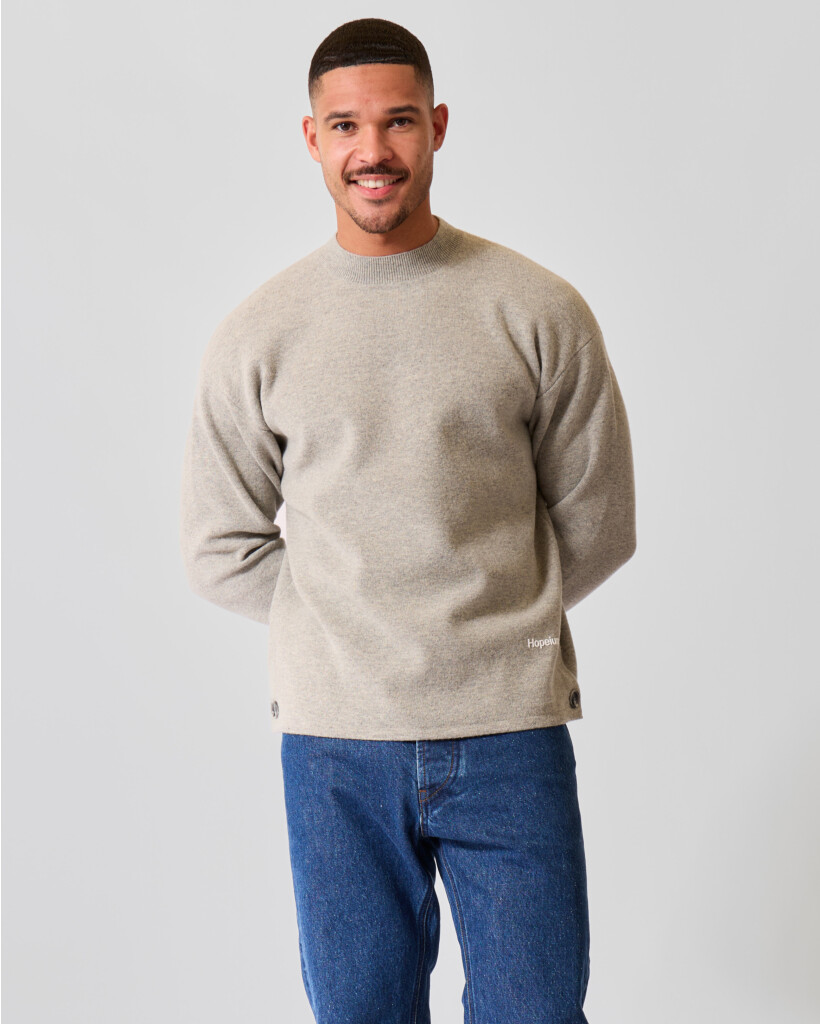 Basic Crewneck met Rug Logo Grijs