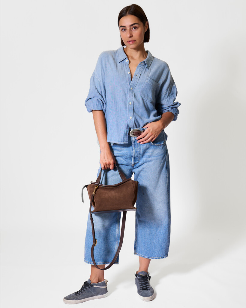 Wrinkled Blouse Indigo Chambray