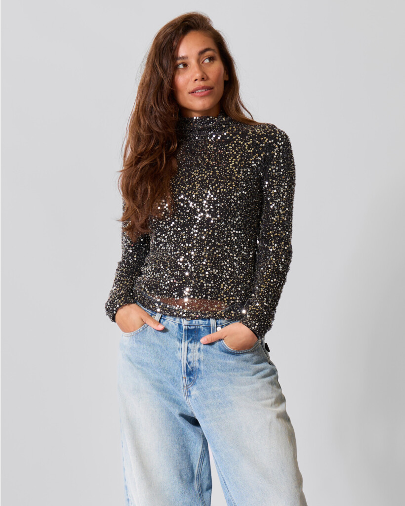 Lou Pailletten Longsleeve Zilver