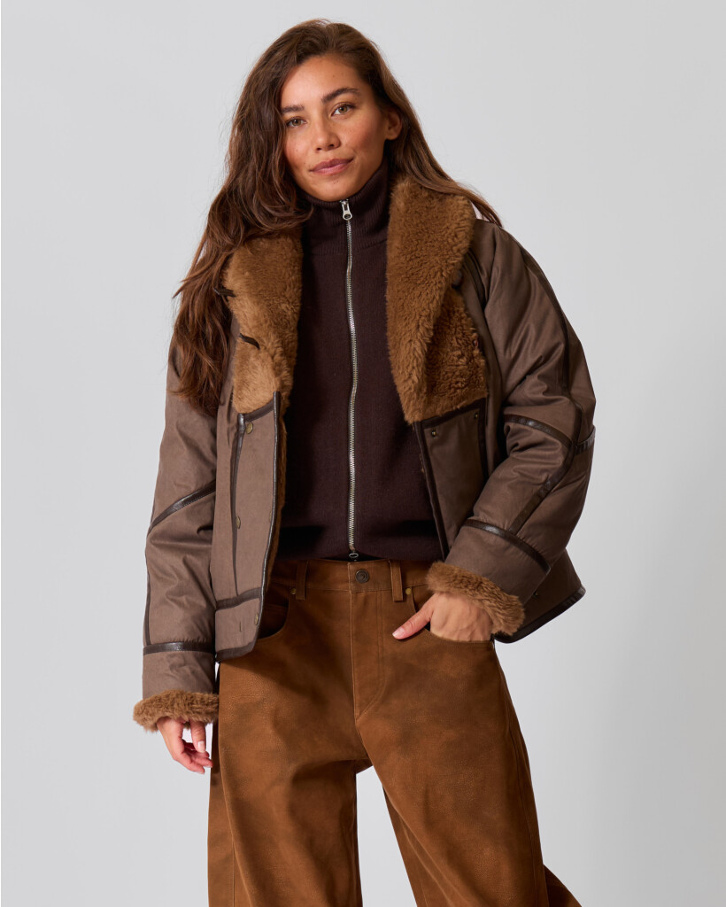 Olinka Faux Fur Kraag Parka Bruin