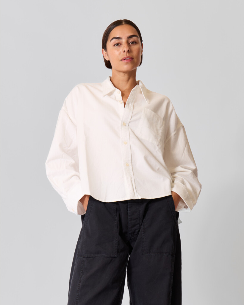Bailey Cropped Blouse Brushed White