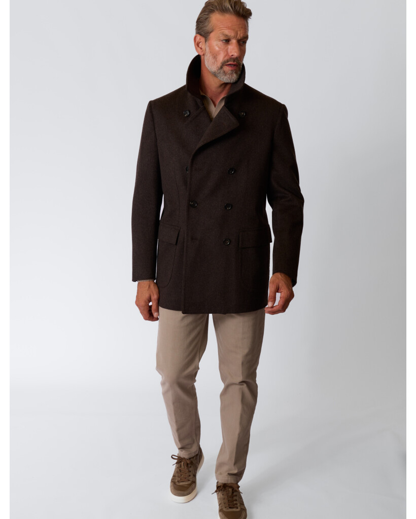 Peacoat Wollen Jas Marrone