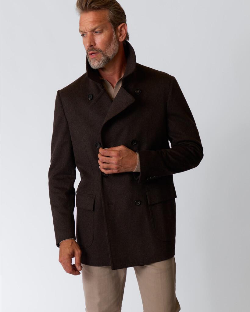 Peacoat Wollen Jas Marrone