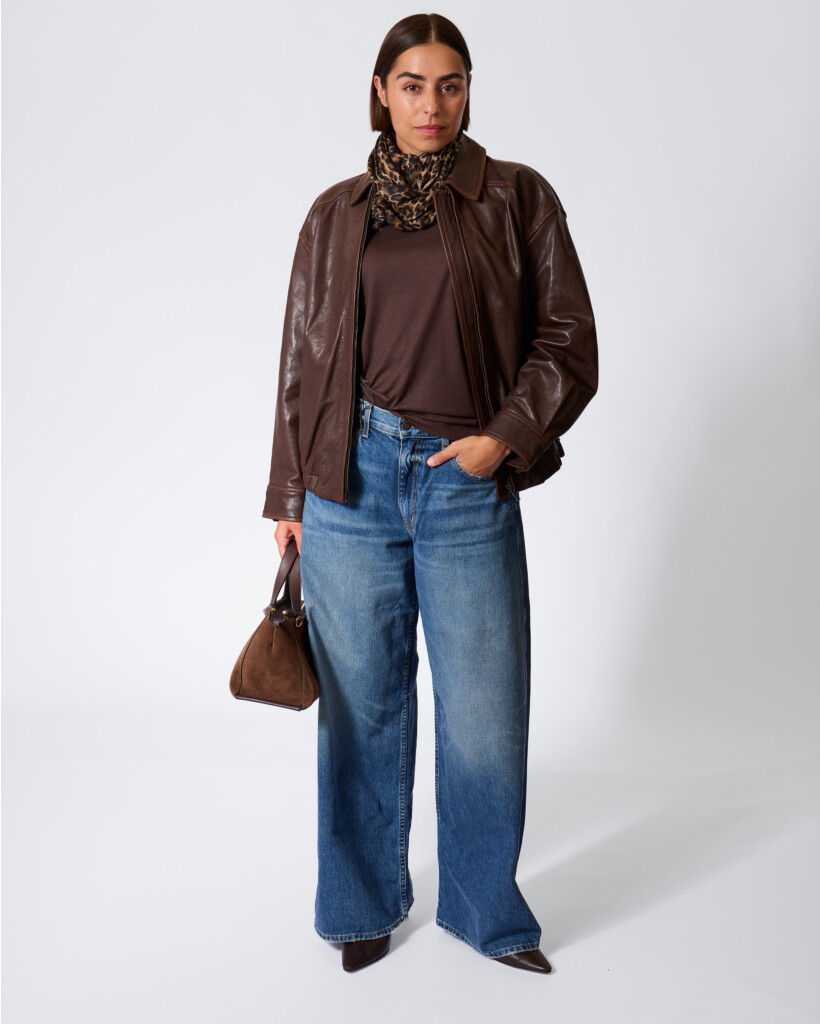 T-shirt met Omgeslagen Mouw Mahogany Brown
