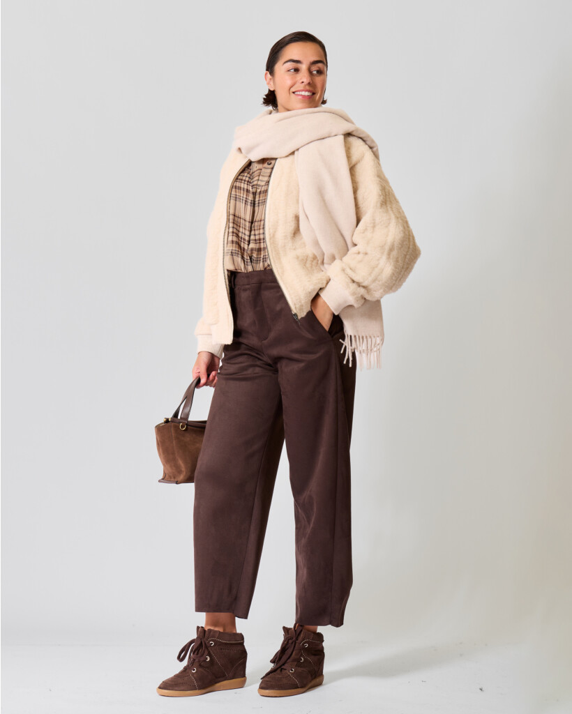Advise Velvet Cropped Pantalon Choco Brown