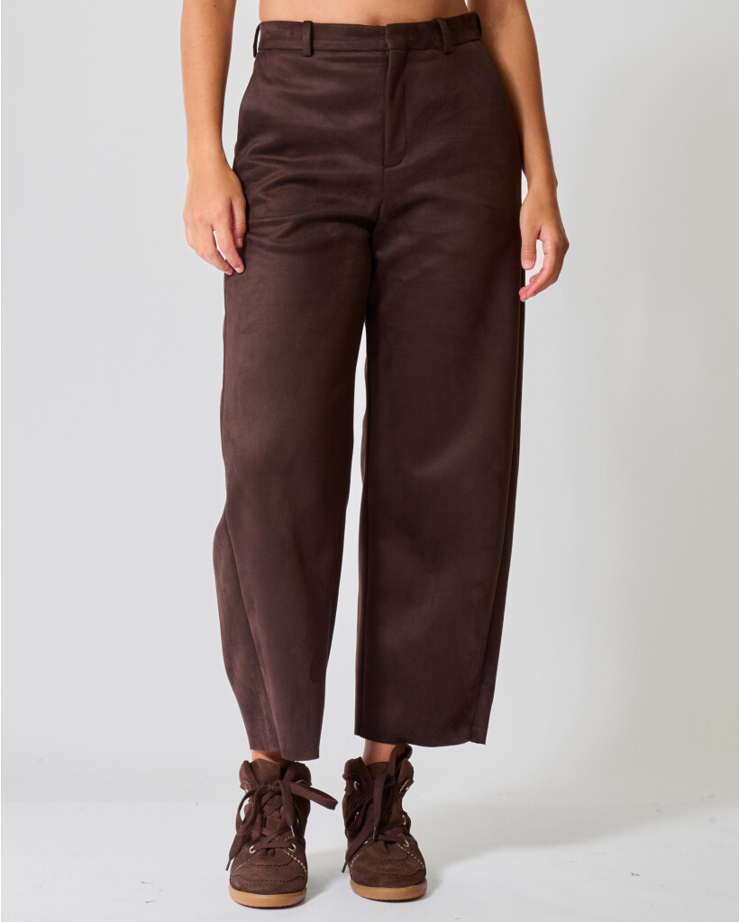 Advise Velvet Cropped Pantalon Choco Brown