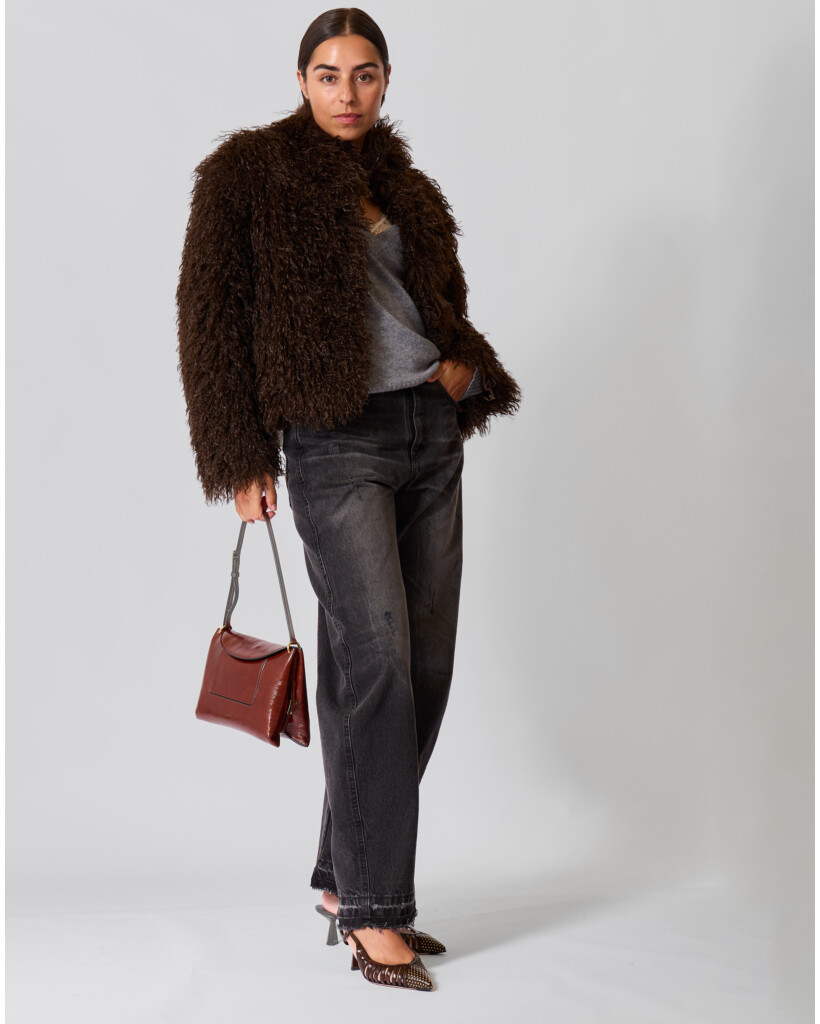 Sina Faux Fur Jack Donkerbruin