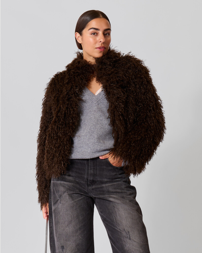 Sina Faux Fur Jack Donkerbruin