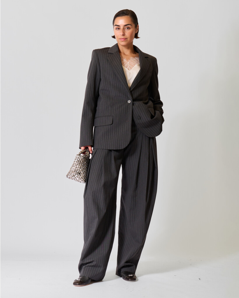 Kalie Pinstripe Pleated Pantalon Antra
