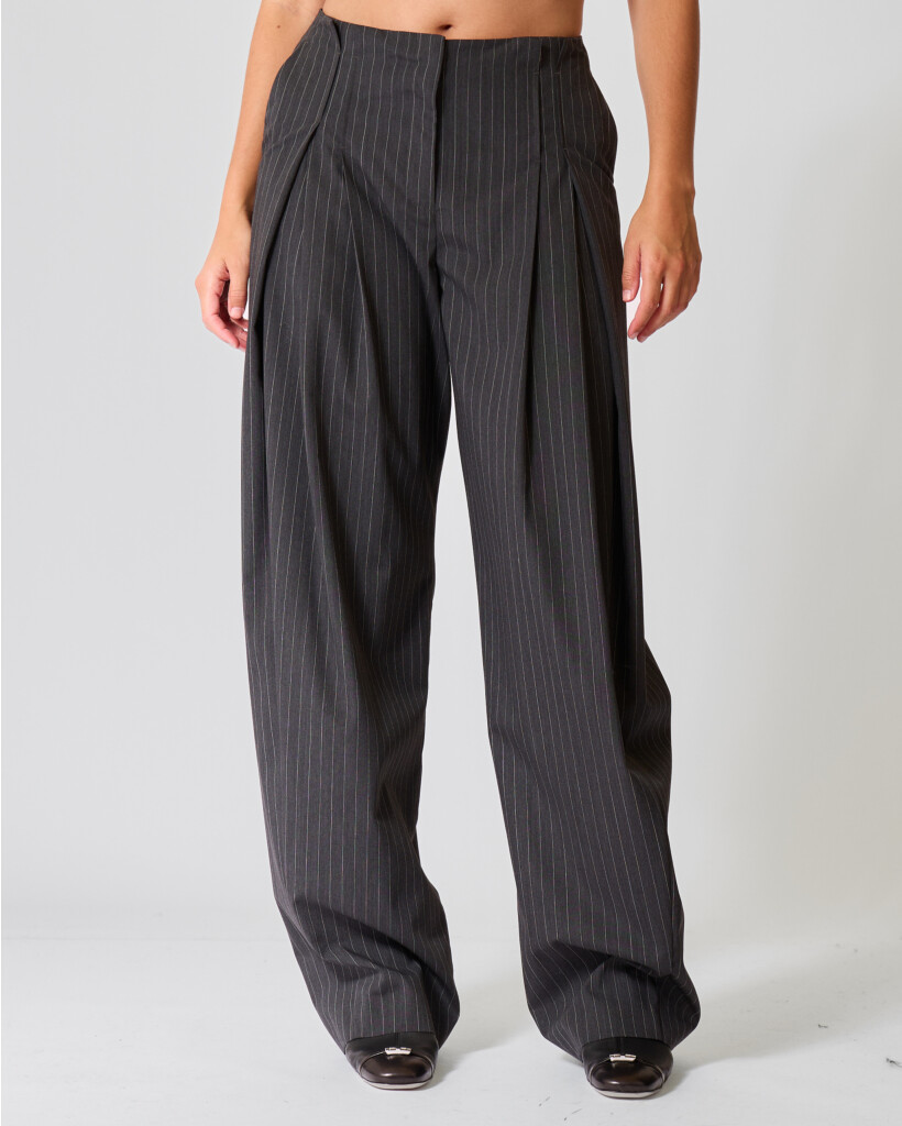 Kalie Pinstripe Pleated Pantalon Antra