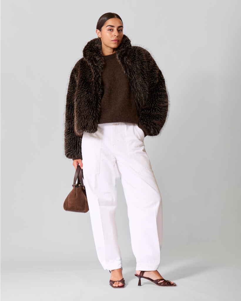Luna Faux Fur Jack Donkerbruin