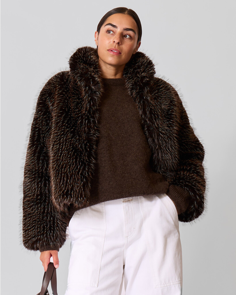 Luna Faux Fur Jack Donkerbruin